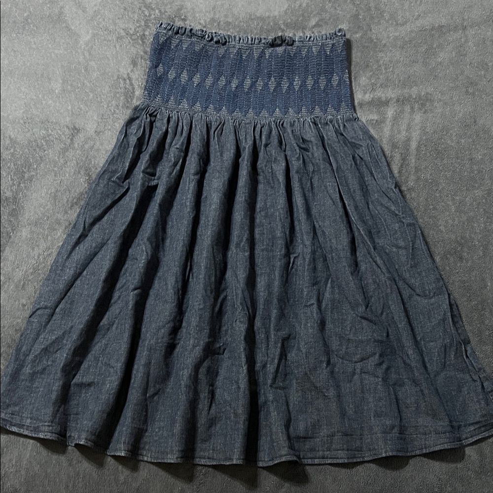Calvin Klein Jeans women’s medium denim dress strapless elastic bodice dark wash